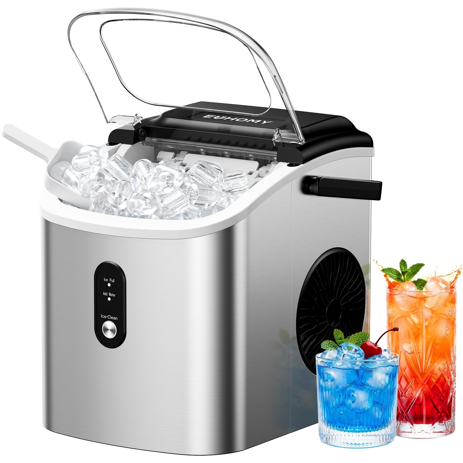 EUHOMY Ice Maker Countertop, Portable Ice Machine with Carry Handle, 26.5lbs …