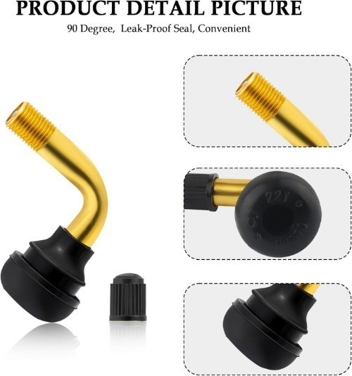 2PCS 90 Degree Valve Stem Motorcycle, Tubeless Valve Stems with Snap-in Rubber B