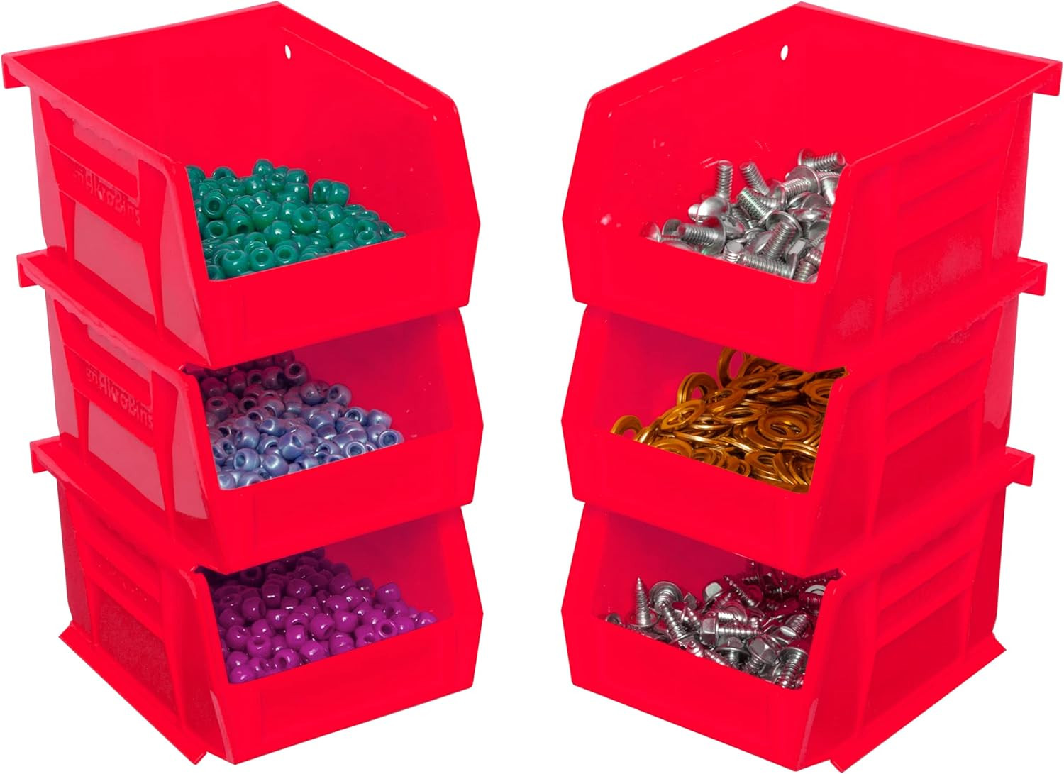 Red Stackable Storage Bins, 24-Pack, 5x4x3 Inch, Plastic Organizer Bins