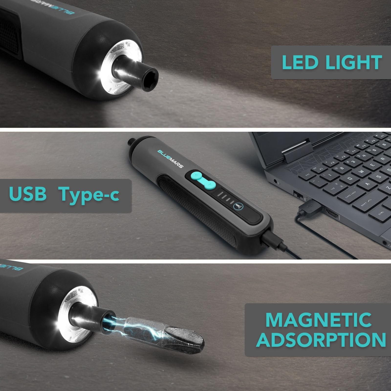 BlueMars Electric Rechargeable Screwdriver Set 3.6V 2AH Cordless Mini Small B…