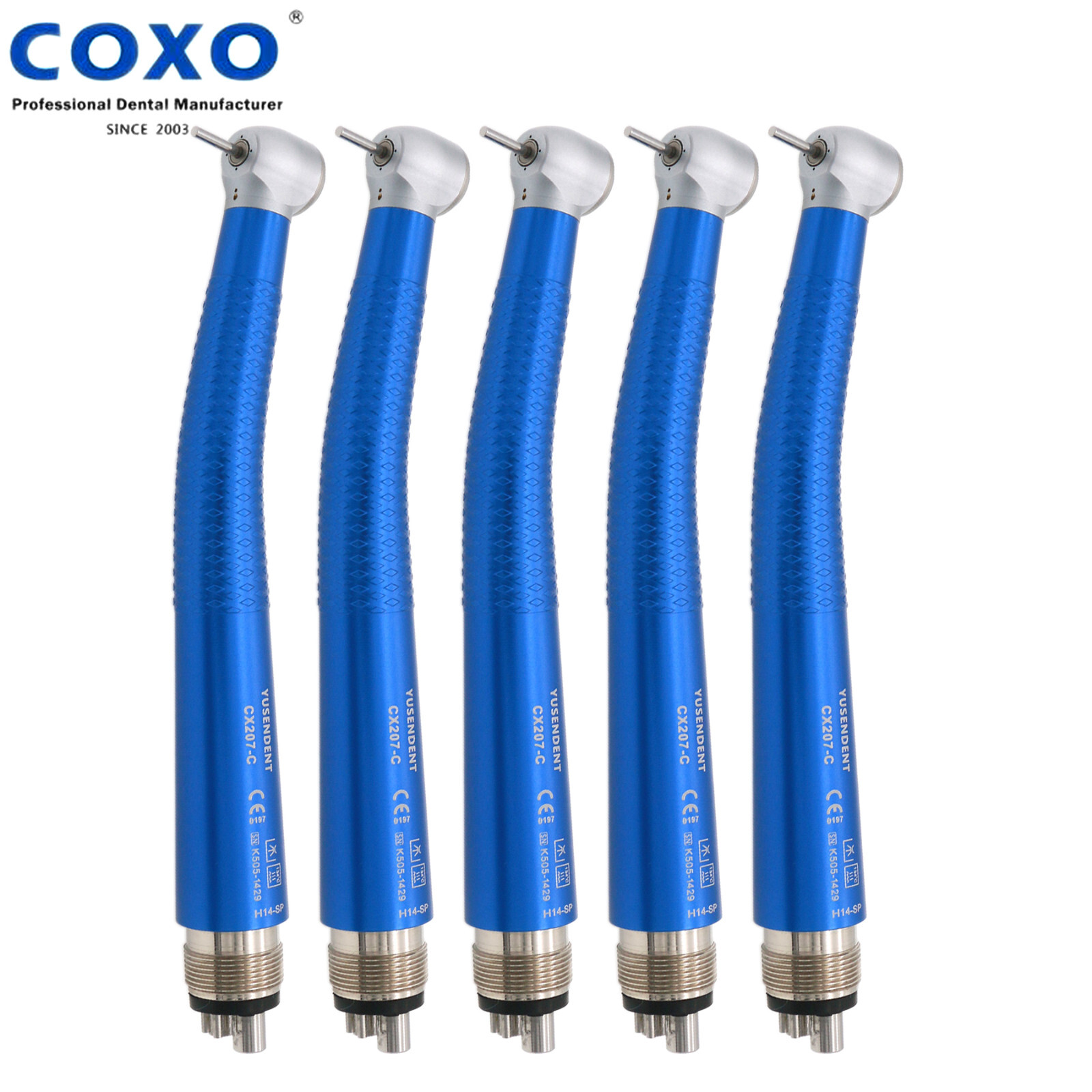 US COXO Dental Colorful CX207-C High Speed Air Turbine Handpiece 4 Hole M4 Blue