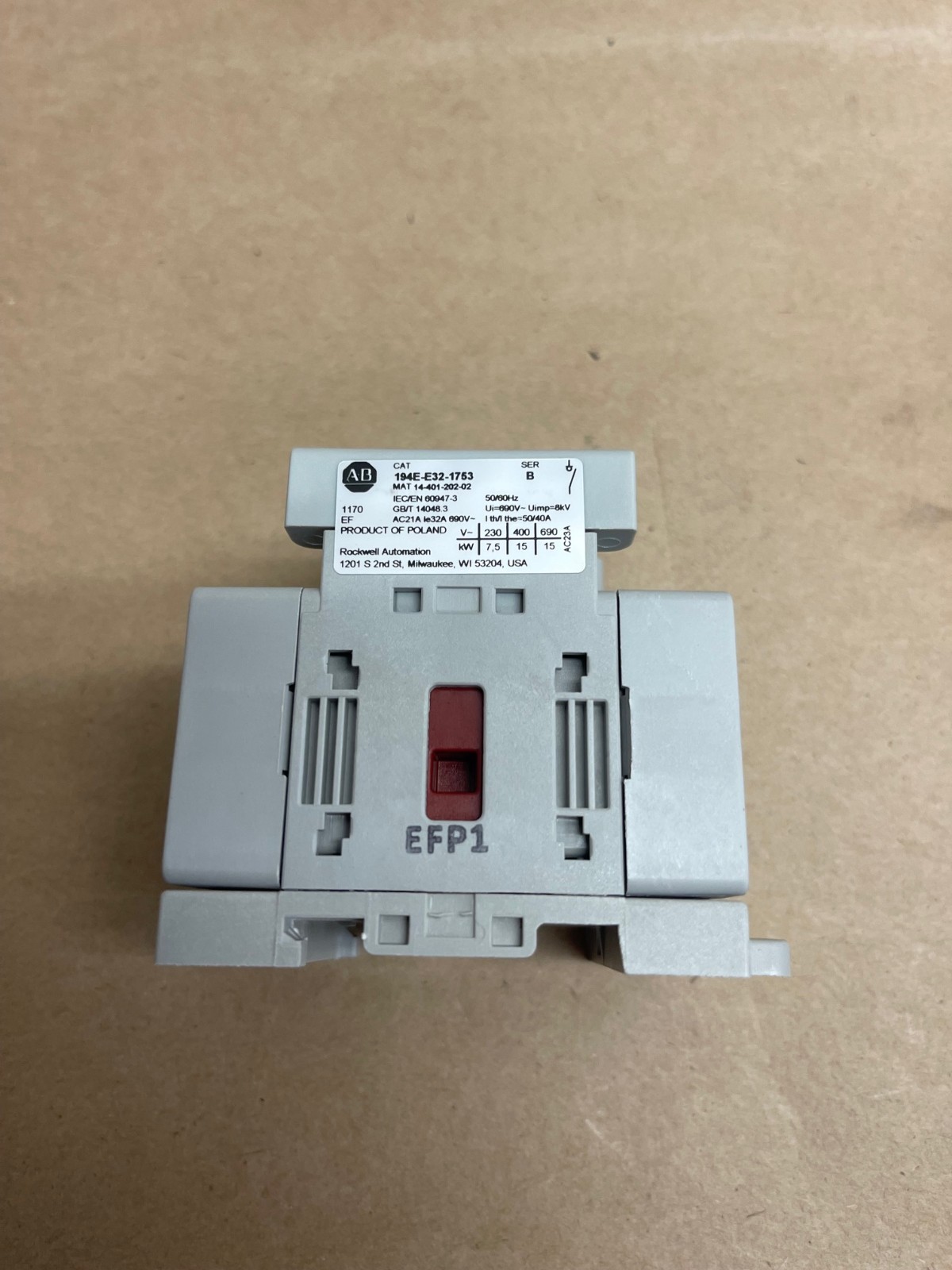 Allen Bradley 194E-E32-1753-6N Series B Switch-Disconnector *NEW*