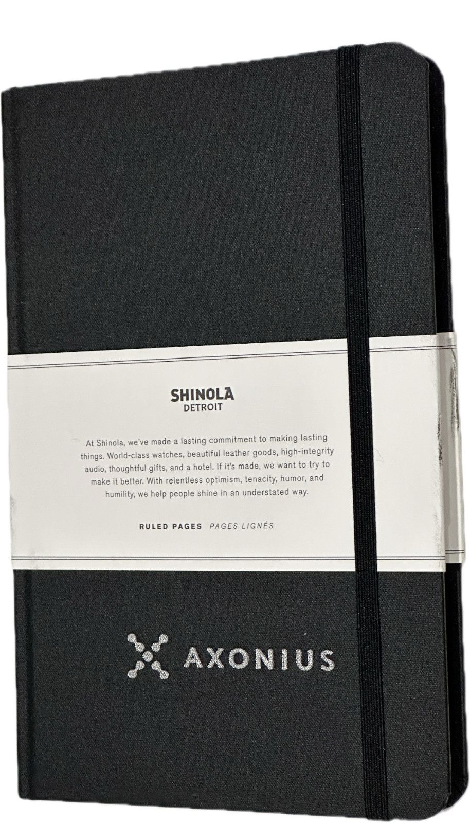 Shinola Detroit Axonius Branded Logo Black Ruled Medium Hard Linen Journal NEW
