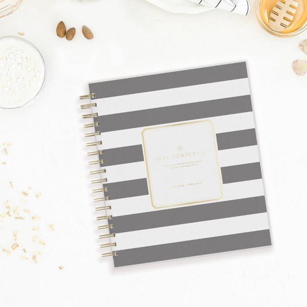 8"x10" AY 2026-2027 Planner Rugby Stripe Black Frosted 27 Daily/Monthly