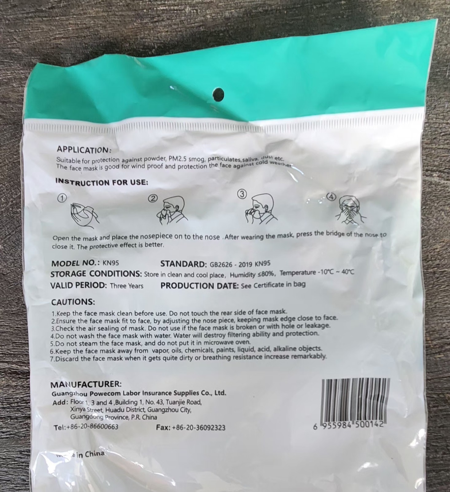 Powecom KN95 Face Mask GB2626-2019 Protective Respirator White 10 Pack Ear Loop