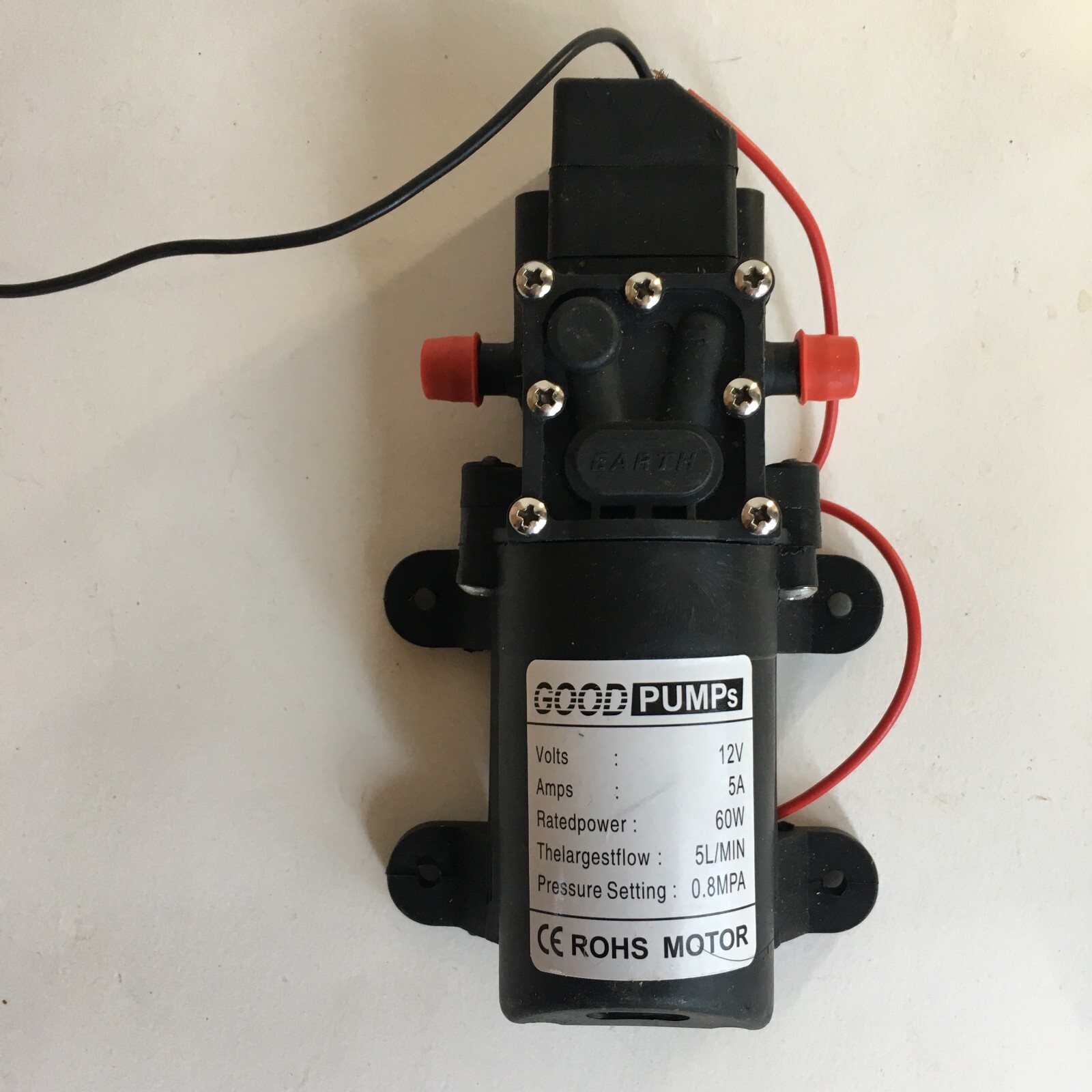 DC 12V Diaphragm Pump 60W 5 L/Min 0.8 MPA Self Priming Good Pumps Rohs Motor