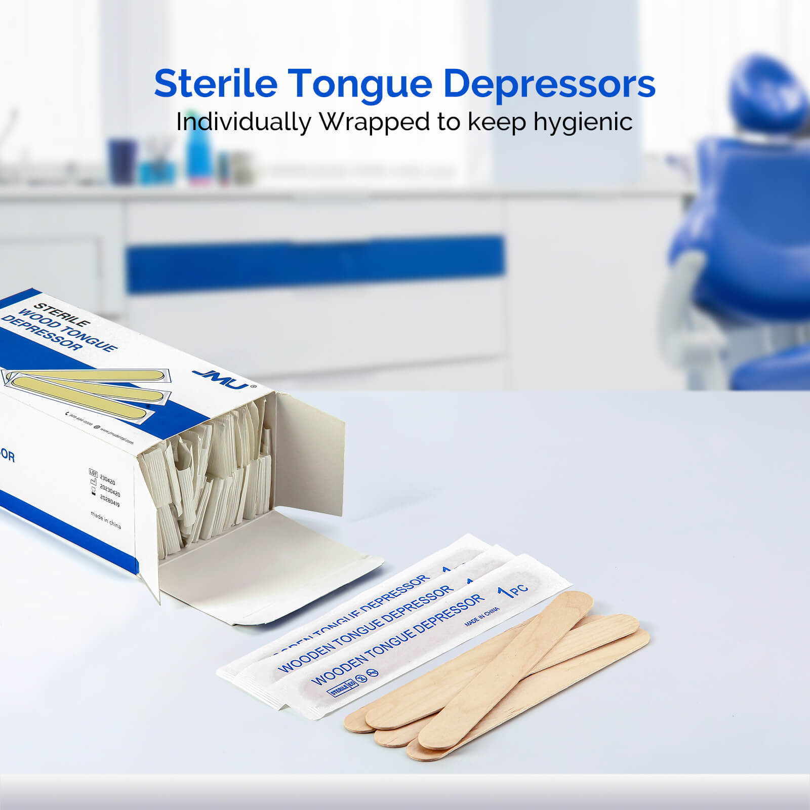 JMU Sterile Wooden Tongue Depressor 6” Waxing Spatula Stick Craft(Choosing Qty)
