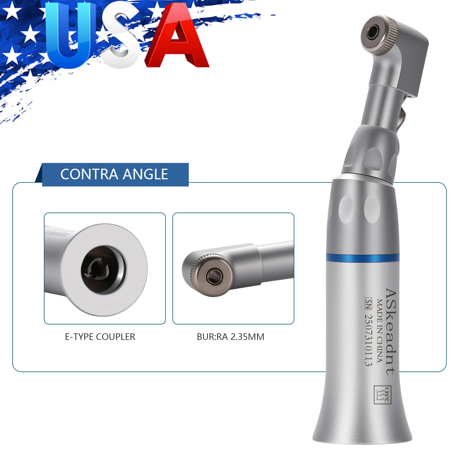 1-10 Dental Low Speed Handpiece Contra Angle Straight Air Motor Micromotor 2/4H