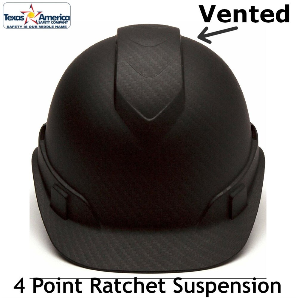 Pyramex Ridgeline Cap Style Vented Hard Hat with 4pt Suspension – Black Graphite