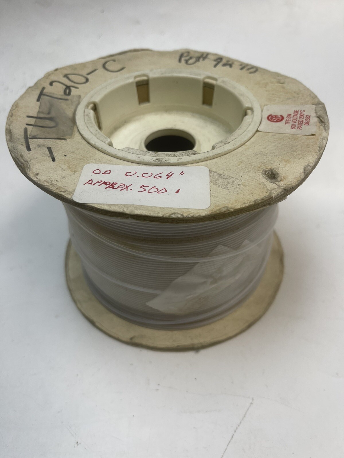 TFE Tubing TFE-SW 600V 200 DEG C 500FT APPROXIMATE 2.35LB SPOOL 0.064″ O.D.