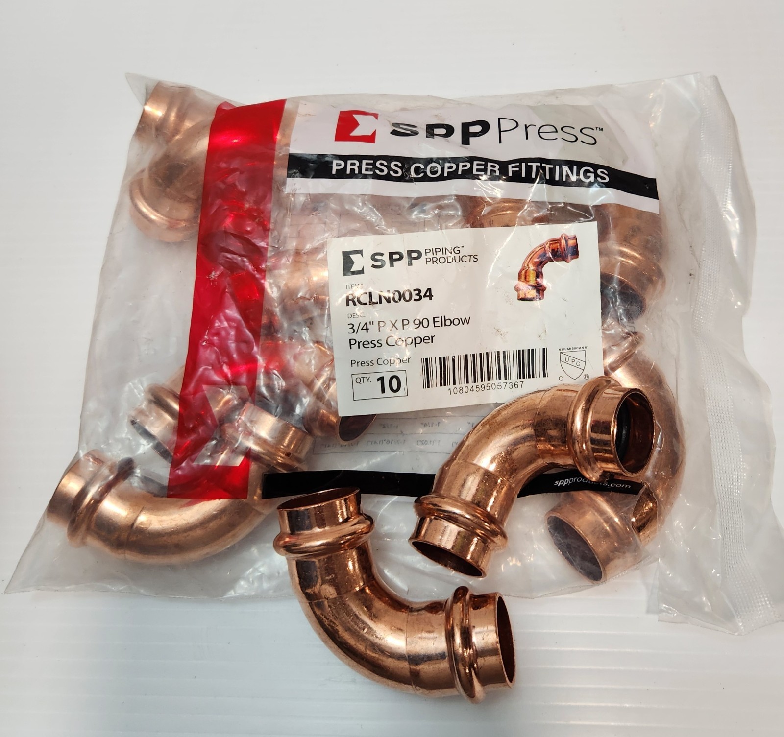 3/4″ PRESS COPPER 90° ELBOW ( LEAD FREE ) ONLY SALE BOX OF 30 PCS.