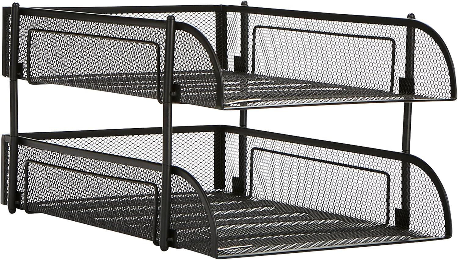 Stackable Paper Tray, Desktop Organizer, File Storage, Office, Metal Mesh, 2 Pcs