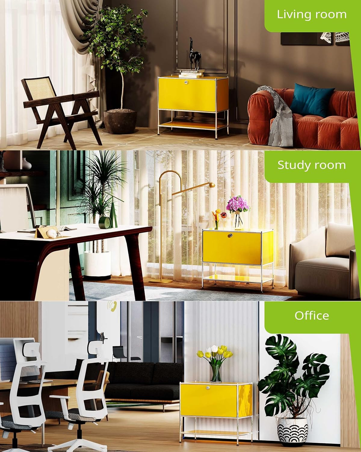 Modern Metal Sidetable with Flap Door – Stylish Storage for Any Room