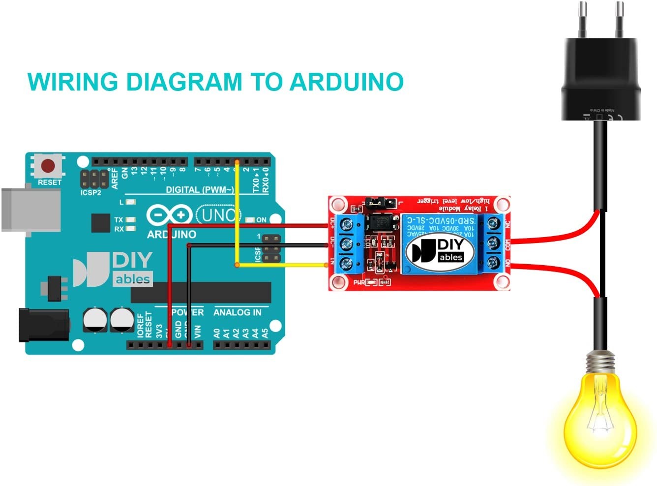 DIYables 3pcs Relay Module for Arduino, ESP32, ESP8266, Raspberry 3.3v – 5v