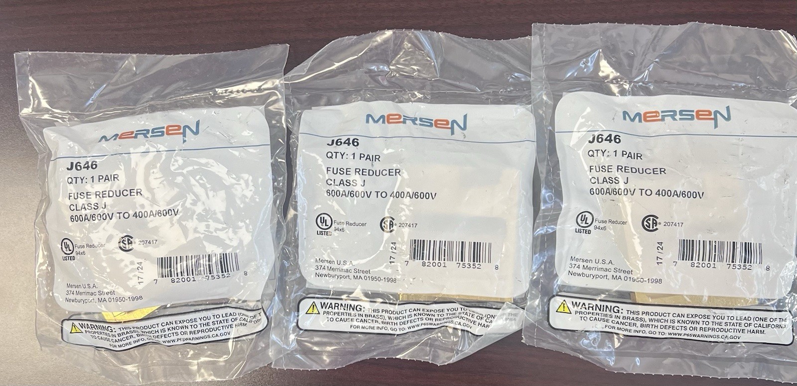 Mersen J646 600A To 400A Fuse Reducers. Qty – 3