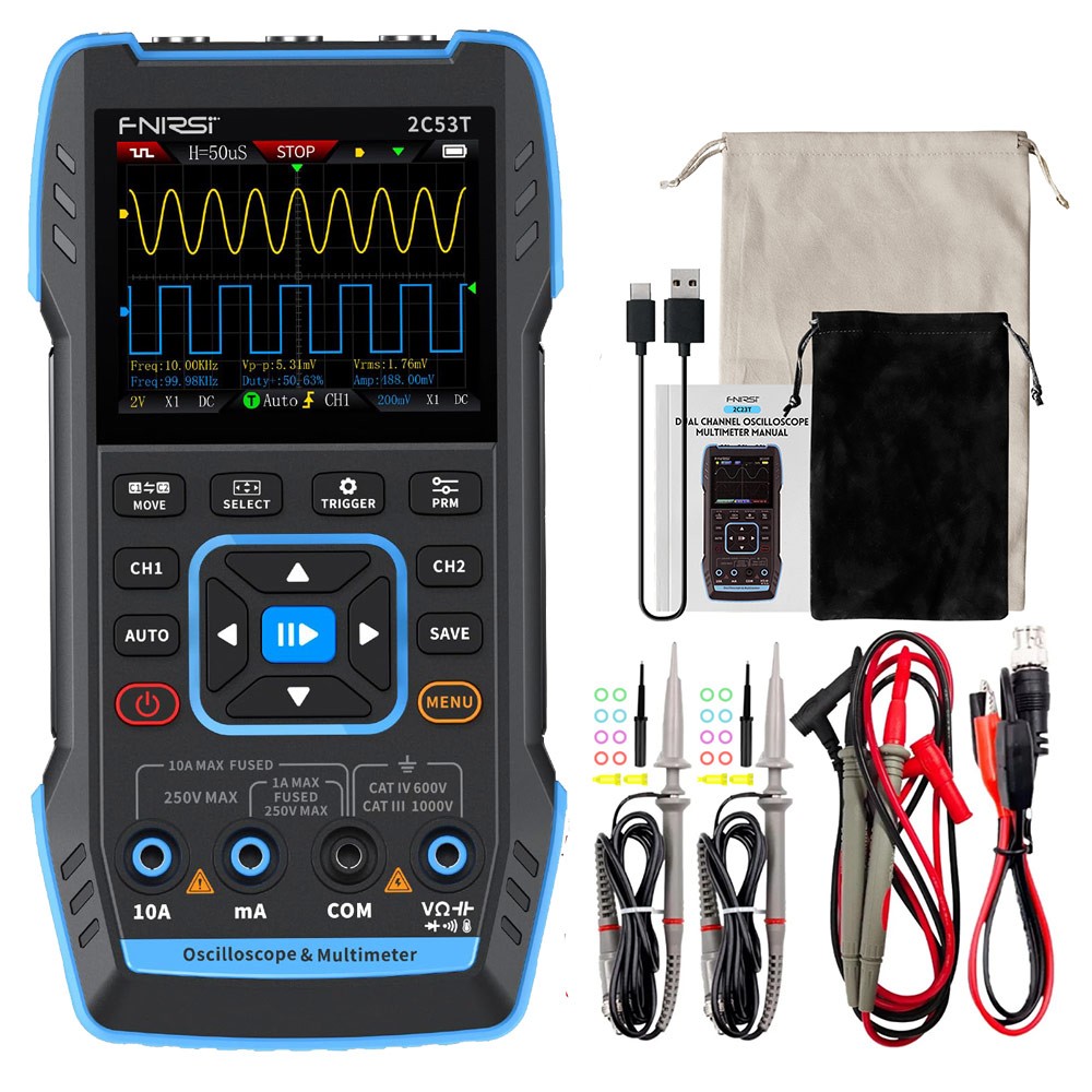 Portable FNIRSI 2C23T Handheld Digital Oscilloscope+Multimeter+Signal Generator