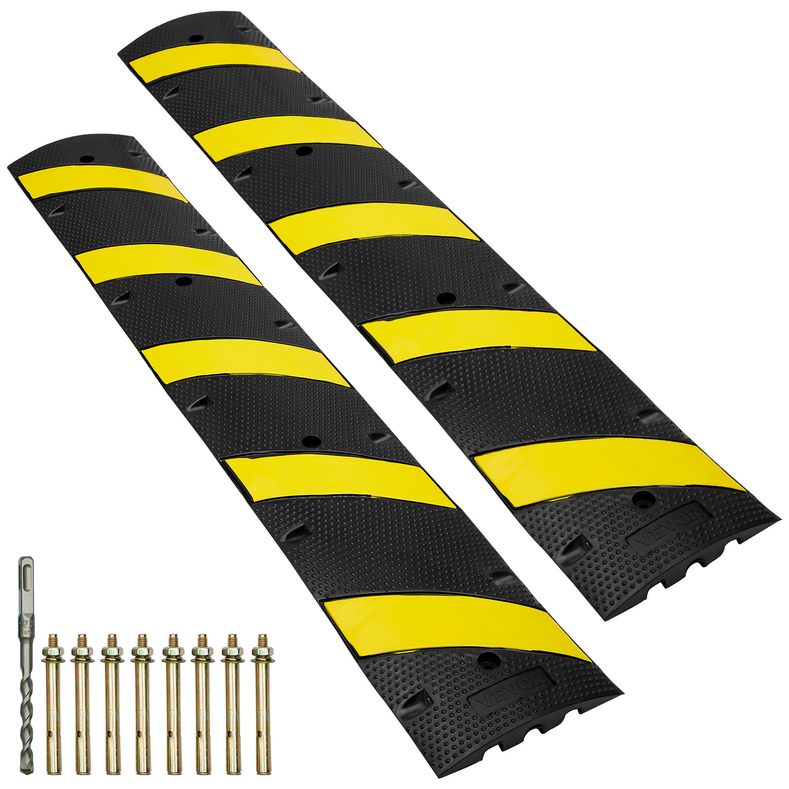 VEVOR 2 PCs 72» Rubber Speed Bump 2 Channel 22000lbs Load Heavy Duty Speed Hump