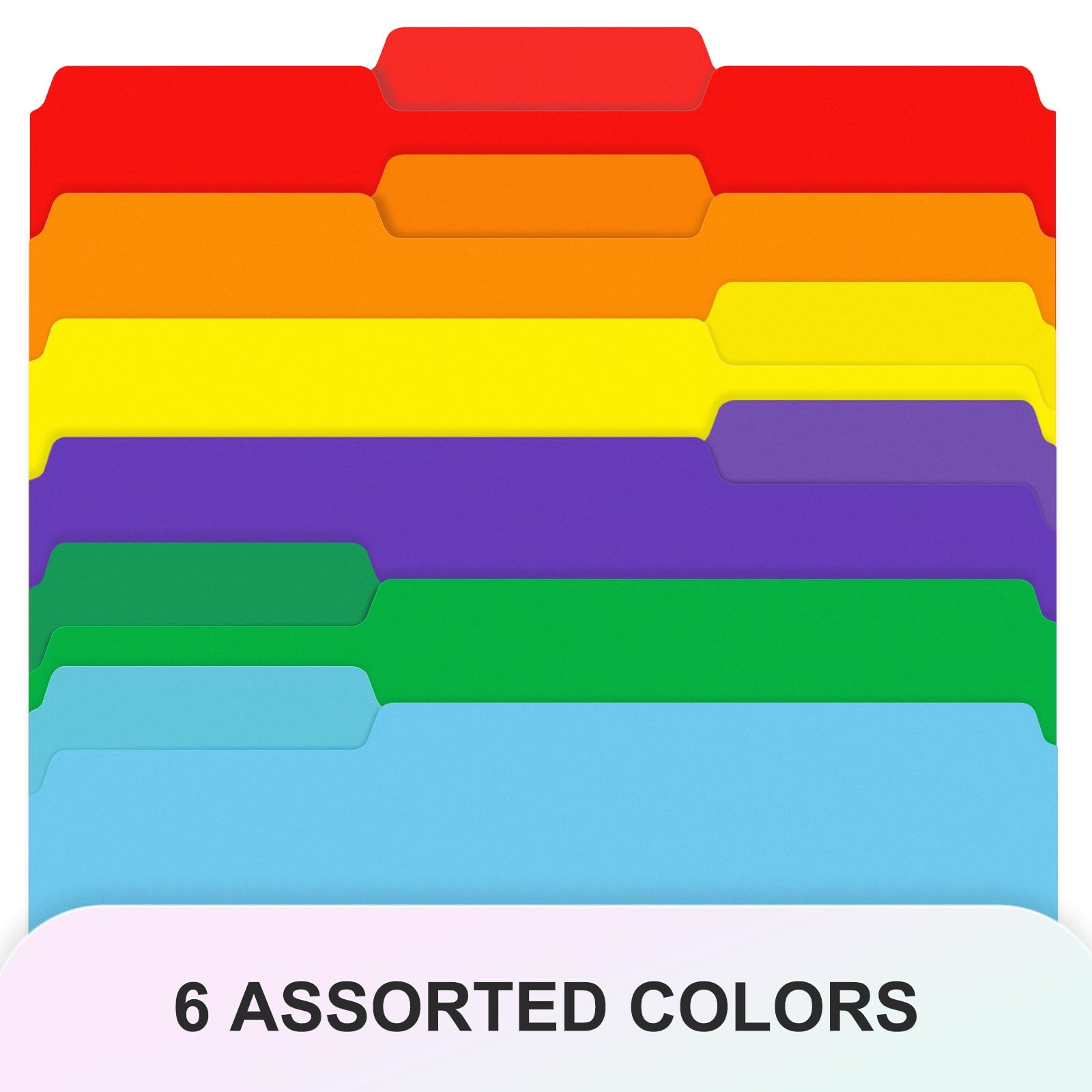 Comix Plastic Colored File Folders, 6 Pack, 1/3-Cut Tabs, Letter Size 8.5×11, 6