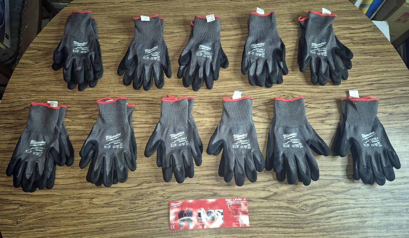 11 PAIRS – NEW MILWAUKEE CUT LEVEL 5 NITRILE DIPPED GLOVES 48-22-8951B FREE SHIP