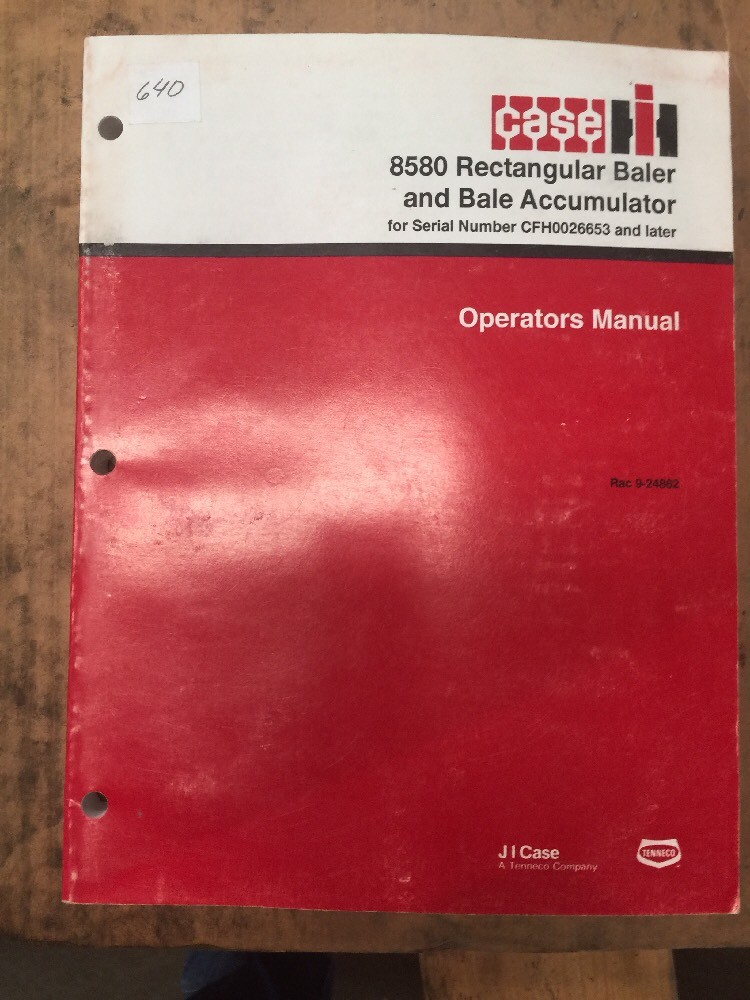 CASE IH 8580 LARGE RECTANGULAR BALER OPERATOR’S MANUAL NOS OEM