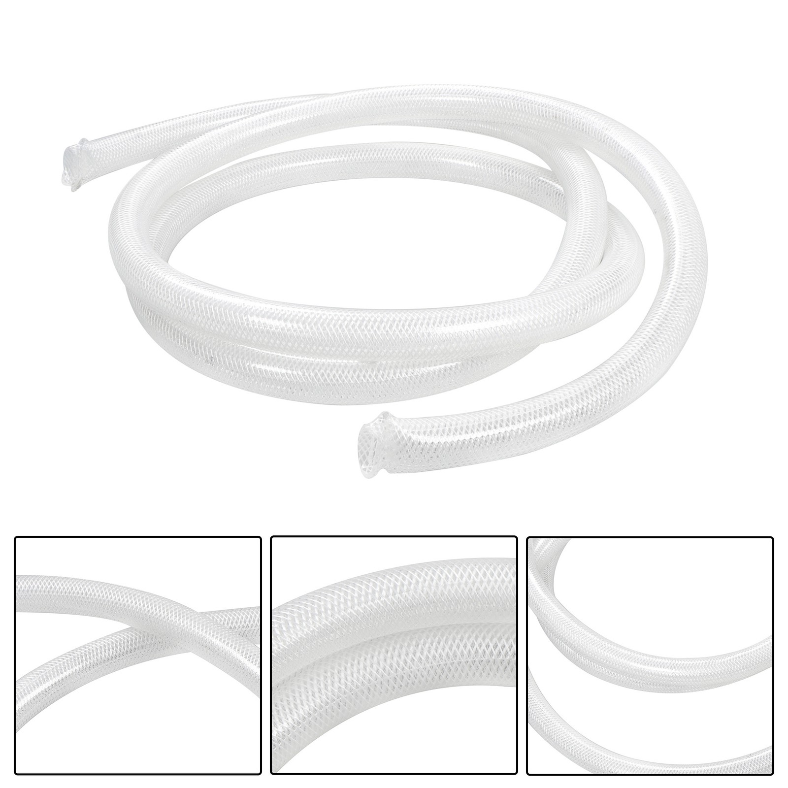 1″ ID x 1 1/4″ OD 10 Ft PVC Tube Braided Reinforced Tubing Flexible Hose Pipe