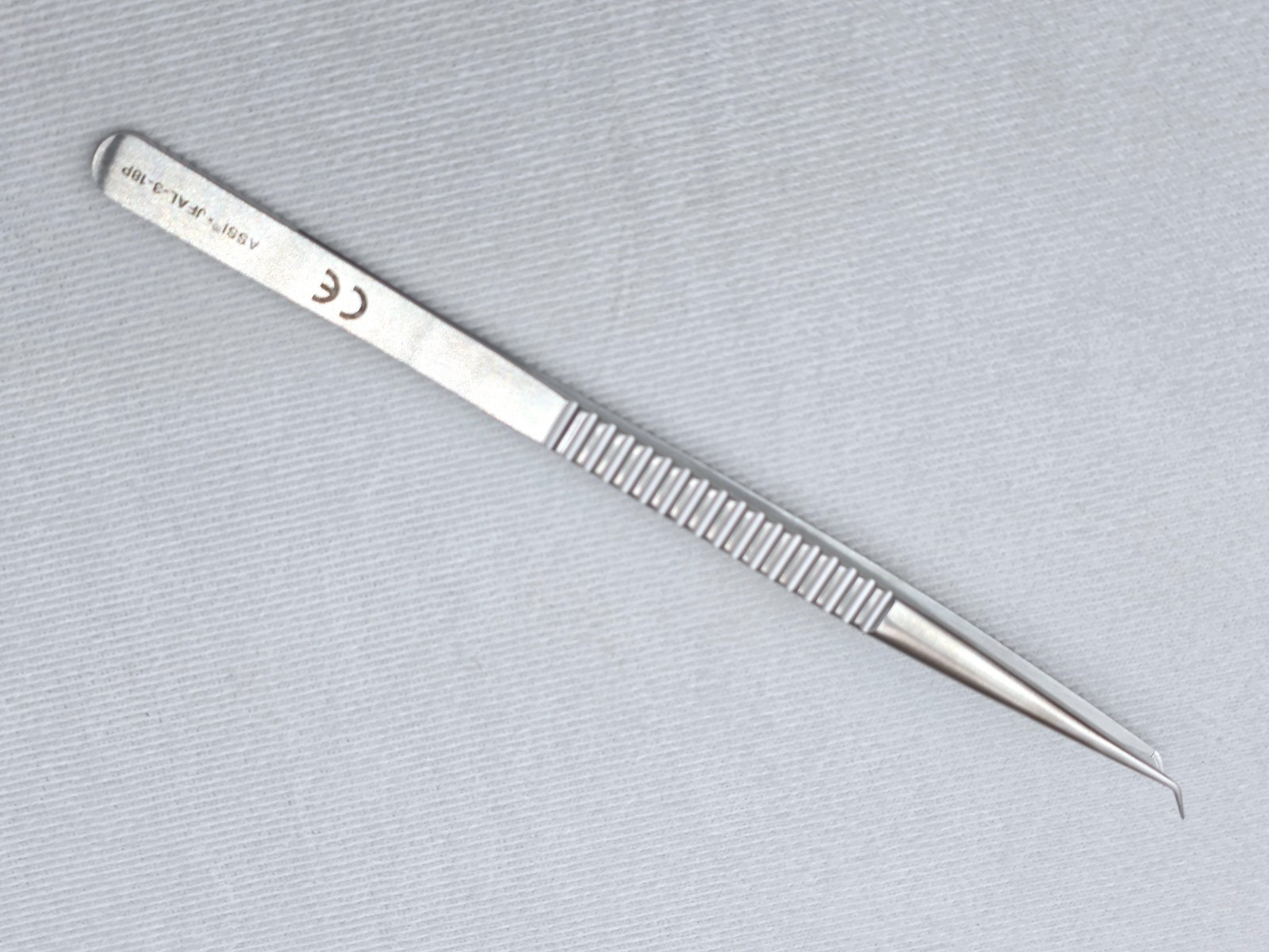 ASSI JFAL-3-18P Micro Forceps, Flat Handle, 45 deg Angle, Tip 0.3mm dia., 180 mm