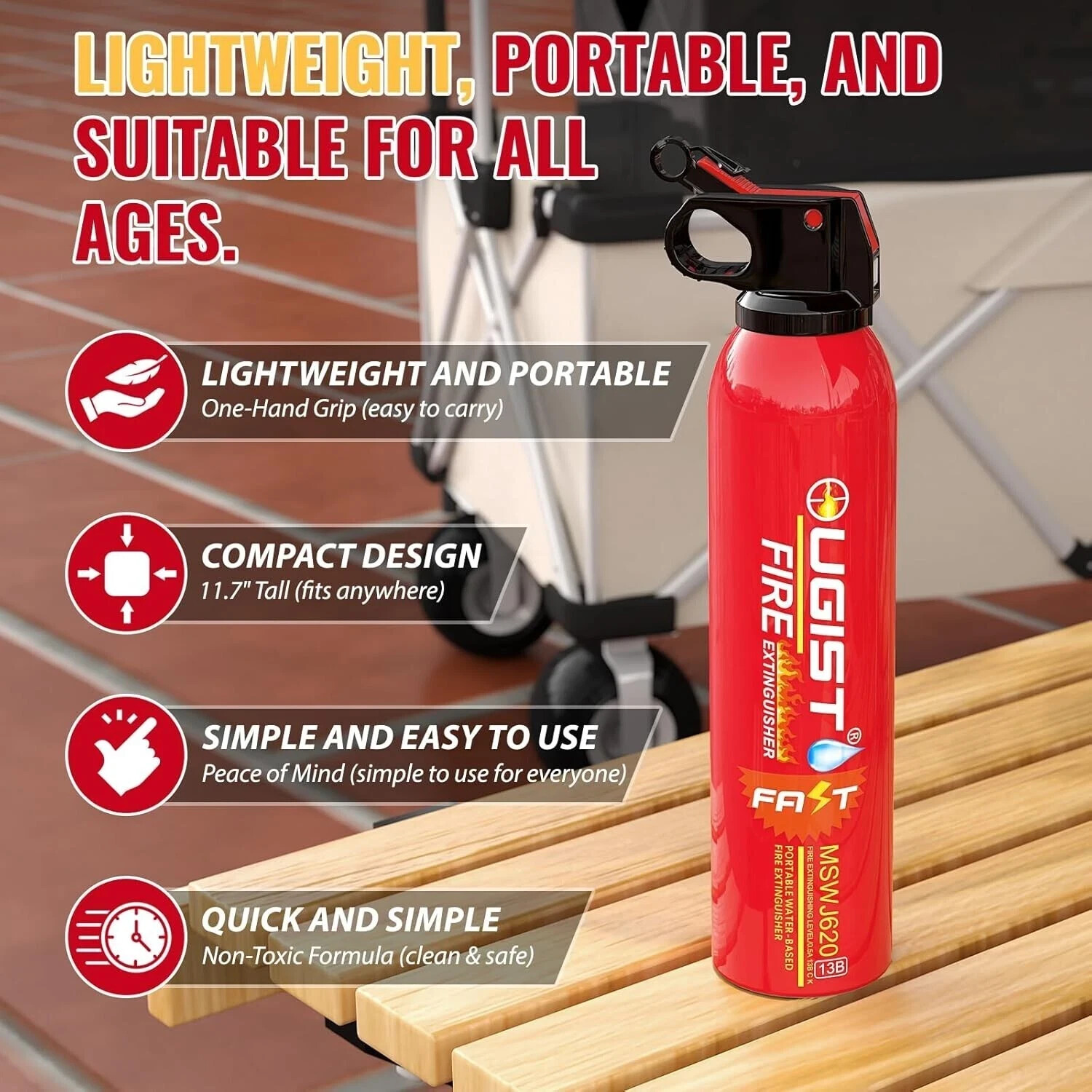 4 In1 Fire Extinguisher with Mount Fire Extinguishers for the House/Car/Kitchen