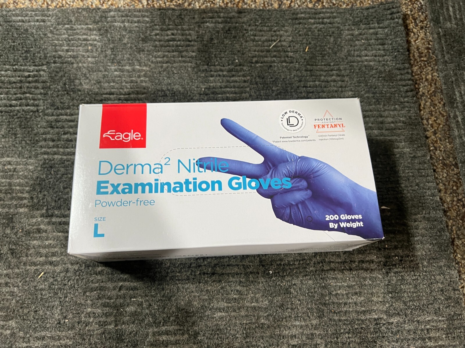 (QTY 2000) Eagle Derma² 1151402 Nitrile Examination Gloves Powder-Free Large