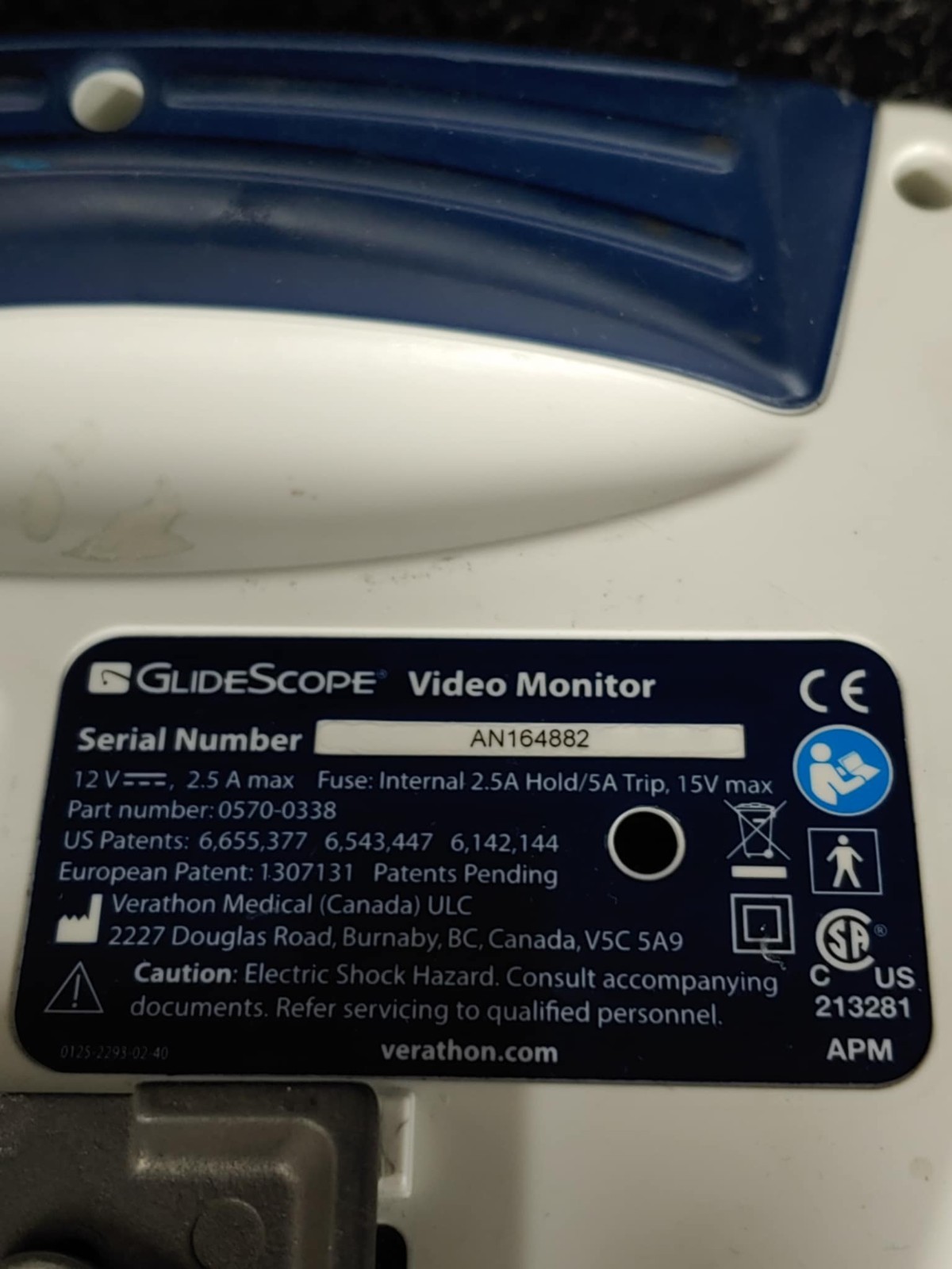 Verathon GlideScope 0570-0338 Video Monitor