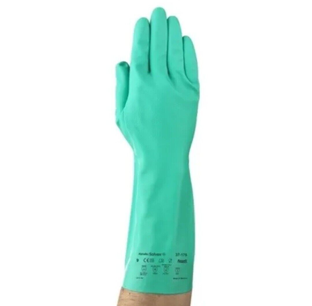 3 Pair ANSELL SOL-VEX 12″ Chemical Resistant Gloves, Nitrile SZ 6-6-1/2 (XS)
