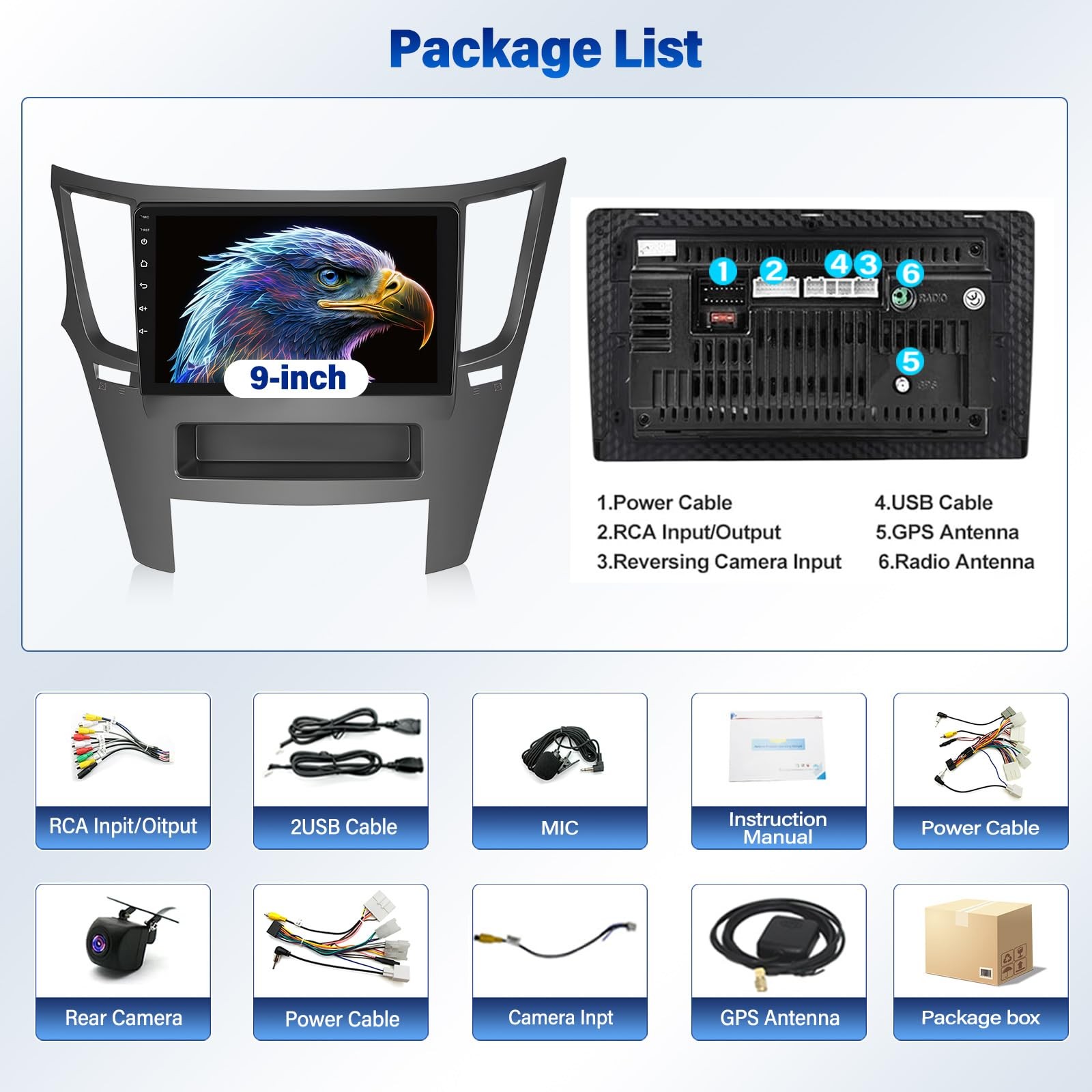 4+64GB Android 14 9Inch Car Stereo for Legacy 2009-2014 Carplay Android Auto