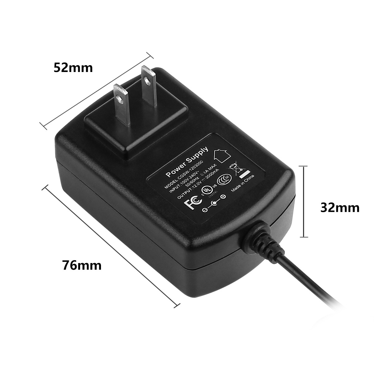 AC 110-220V to DC 12V 3A 36W Power Supply Adapter Transformer Jack 5.5mm X 2.1mm