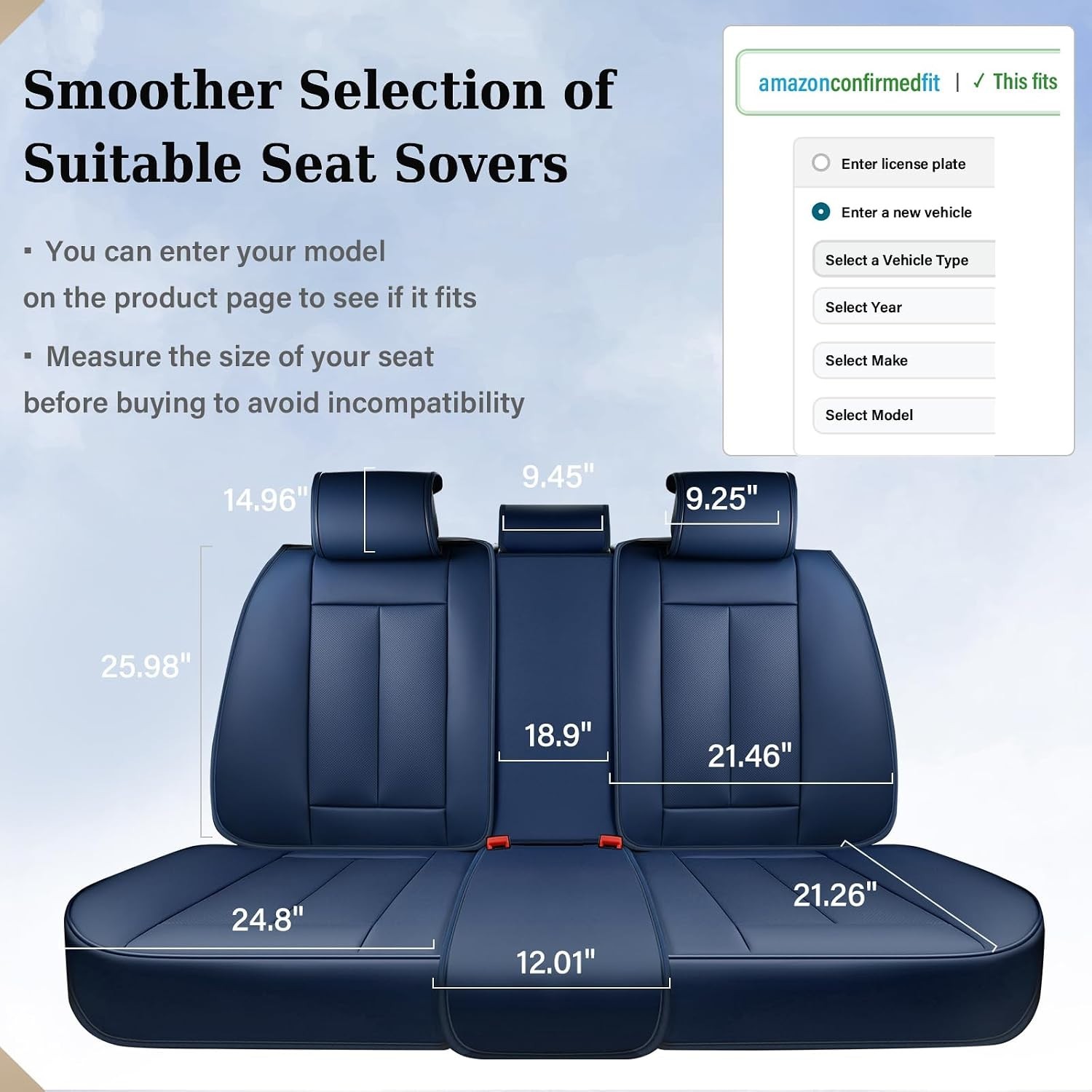 Leather Car Seat Covers Back Set,Universal Fit for Most Cars,SUVs and Sedans,Wat