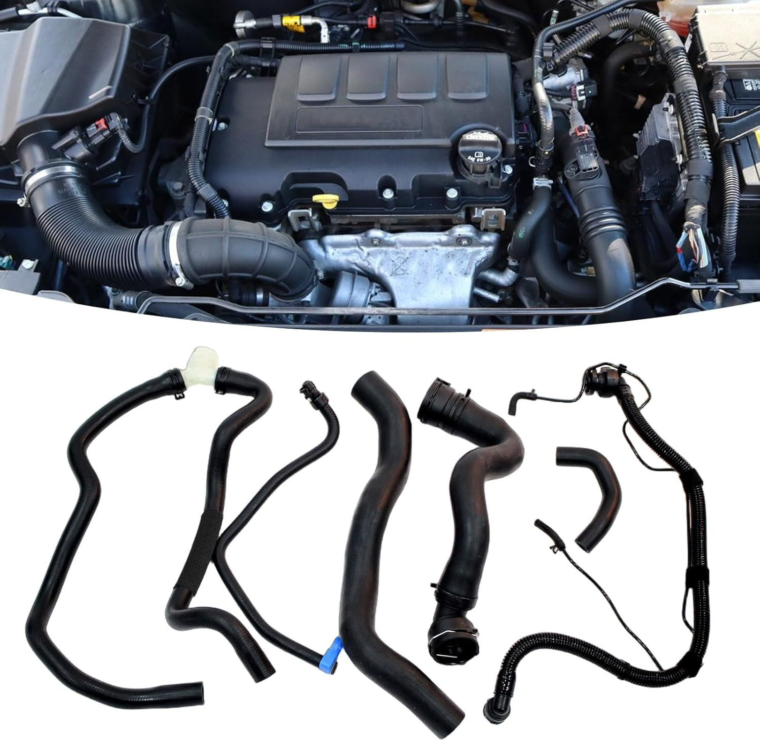 6 PCS Engine Radiator Coolant & Heater Hose, PCV Pipe, Coolant Inlet & Outlet Pi