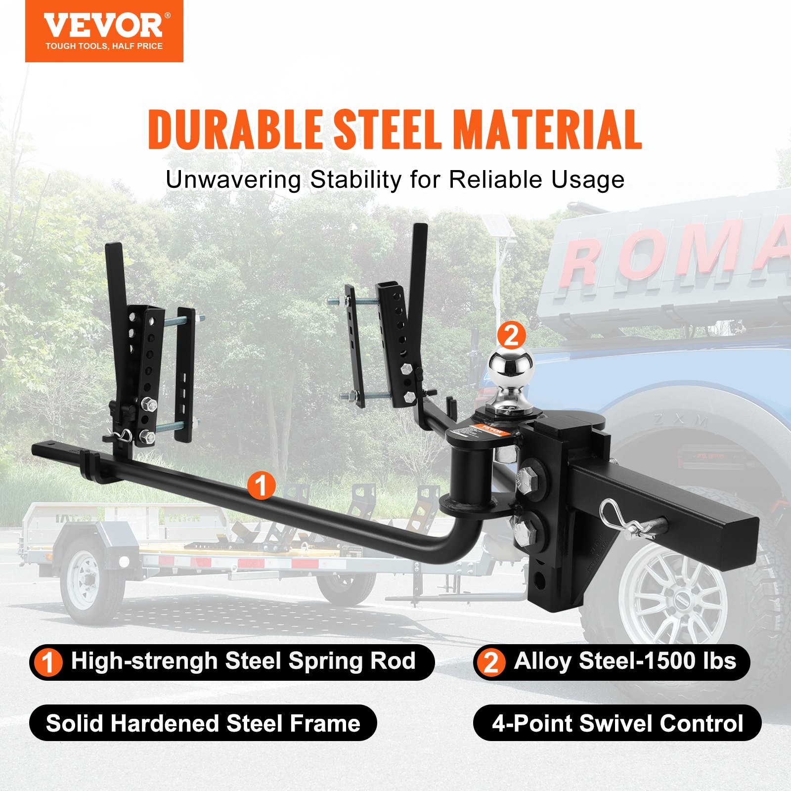 Weight Distribution Hitch, 1,500 lbs Weight Distributing Hitches Kit with Sway C