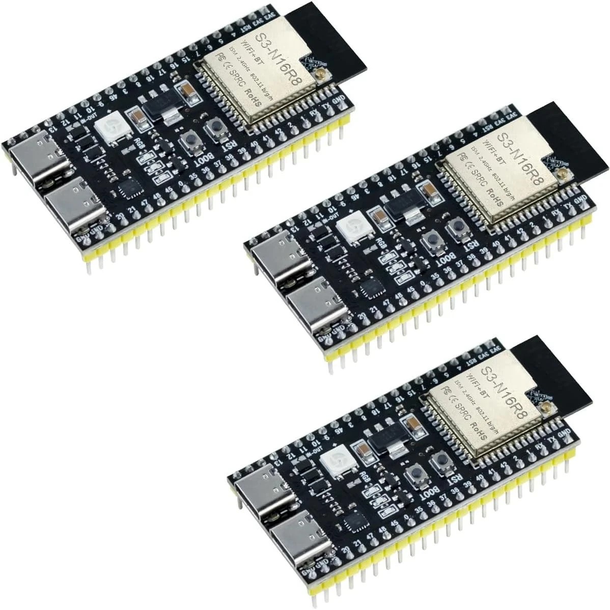 3Pack ESP32-S3 N16R8 Development Board Type-C MCU with Dual-Mode Wi-Fi Bluetooth