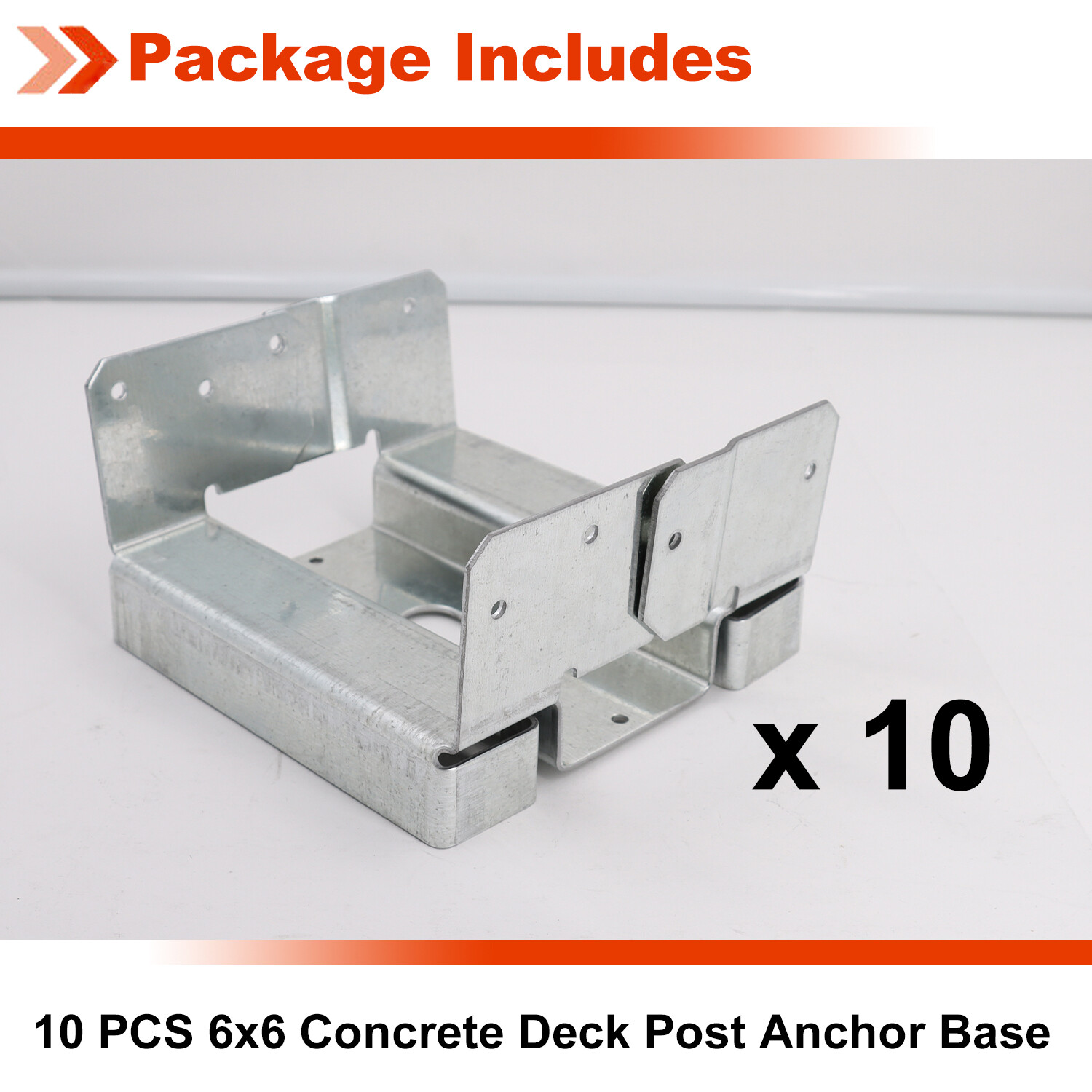 10Pcs 6×6 Concrete Deck Post Anchor Base Adjustable Metal Post Bracket Post Base