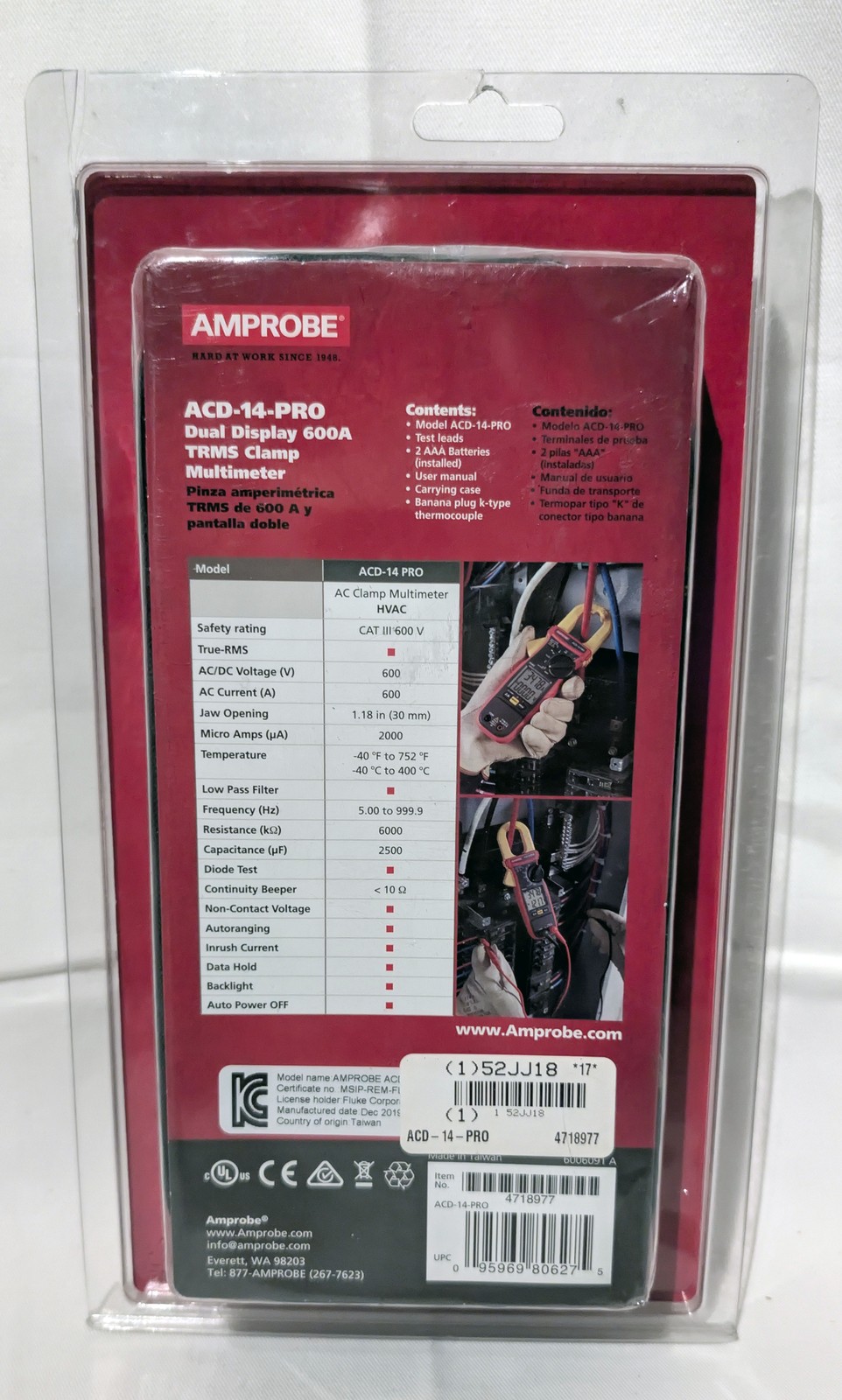 Amprobe Dual Display 600A TRMS Digital Clamp Multimeter ACD-14-PRO – NEW