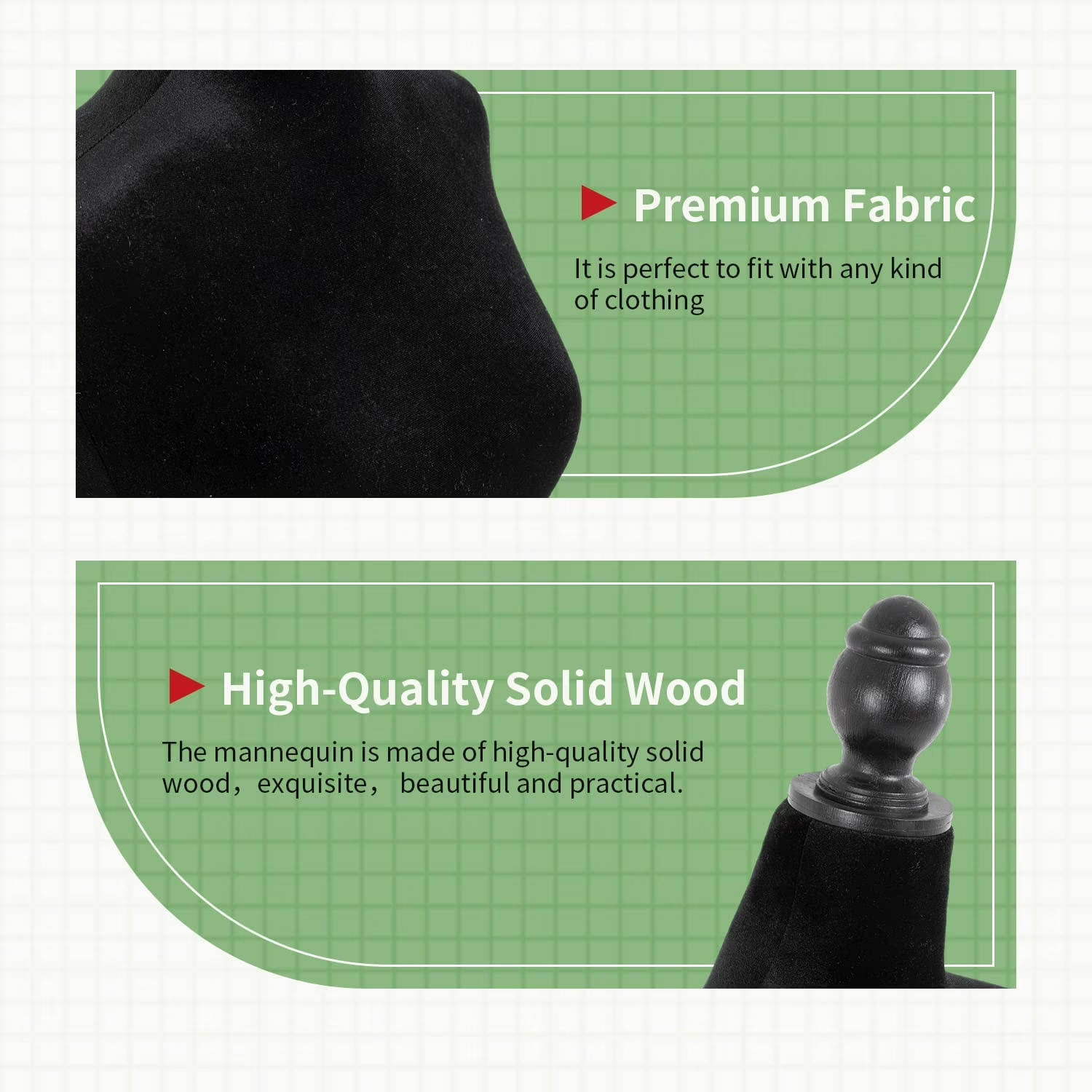 FDW Adjustable Female Dress Form Sewing Mannequin Wooden Tripod Stand Black