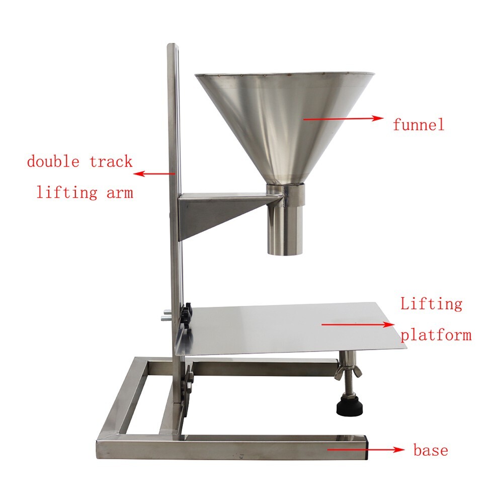 Manual Feeding Hopper Filling Platform Funnel w/Support Stand Adjustable Height