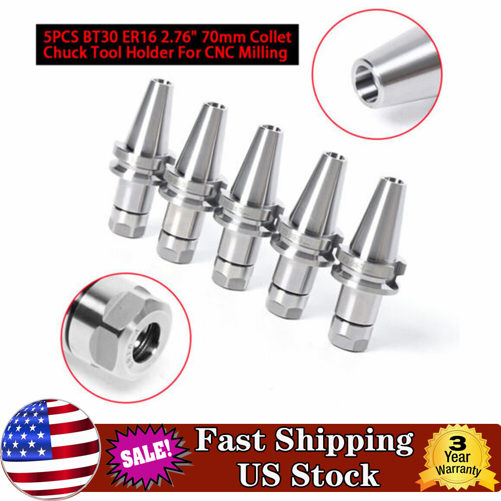 5 PCS 70mm BT30 ER16 Collet Chuck Tool Holder Balance 12000RPM For CNC Engraver