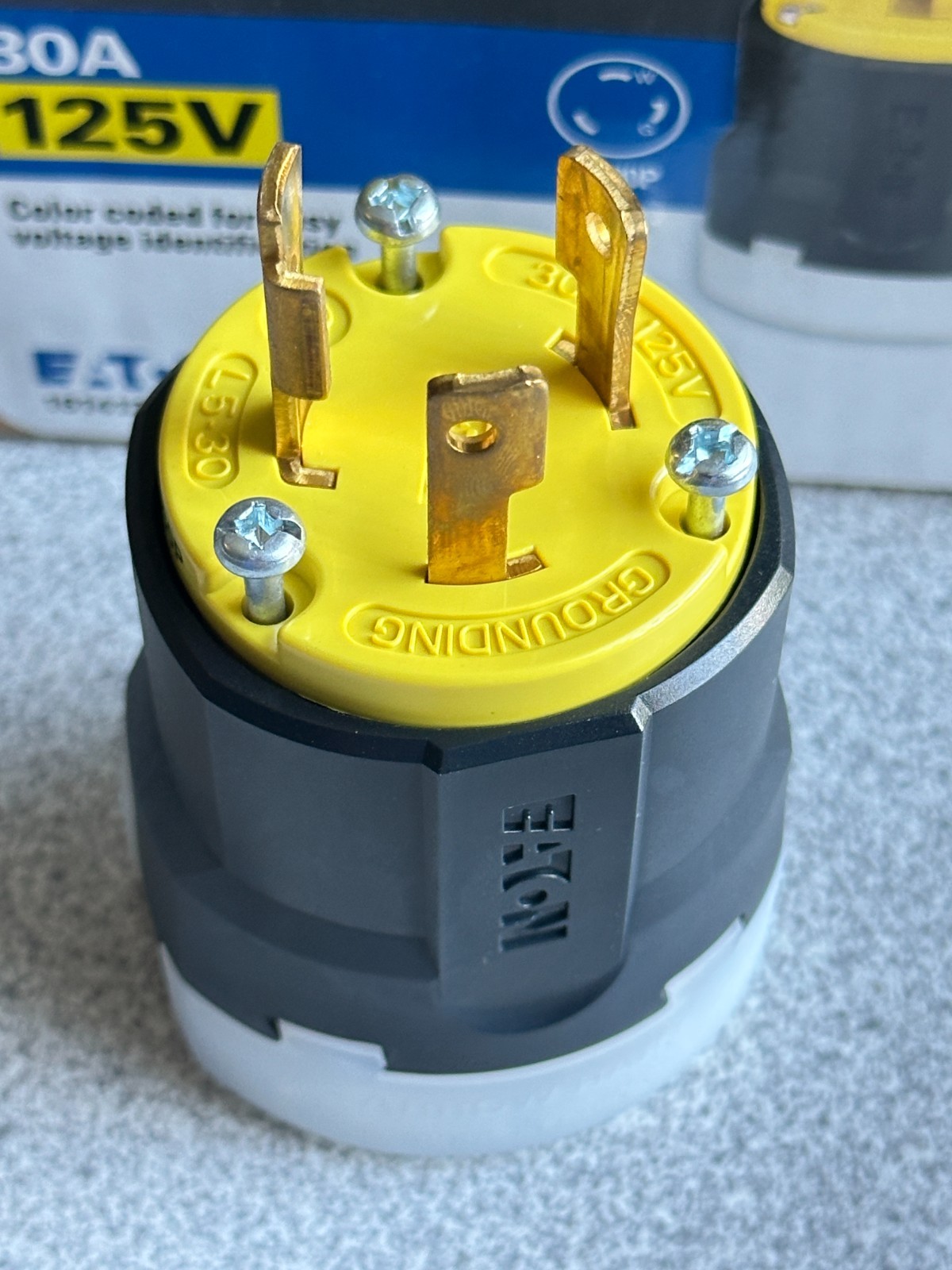 6 NEW Eaton AHCL530P Locking Plug L5-30P 30A 125V Yellow 2 Pole 3 Wire Case Lot