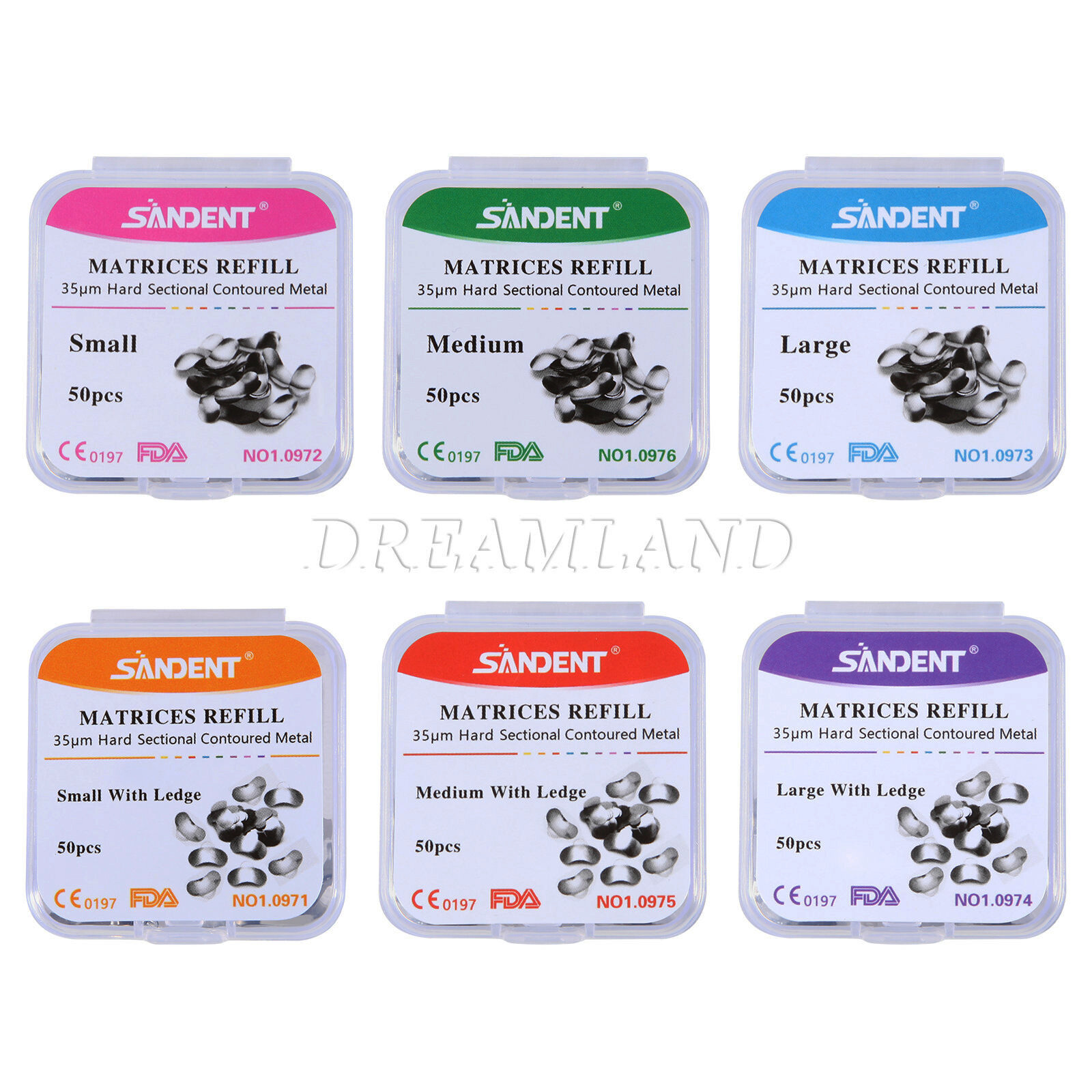 50 * Dental Metal Matrices Sectional Contoured Matrix Refill Hard band S/M/L