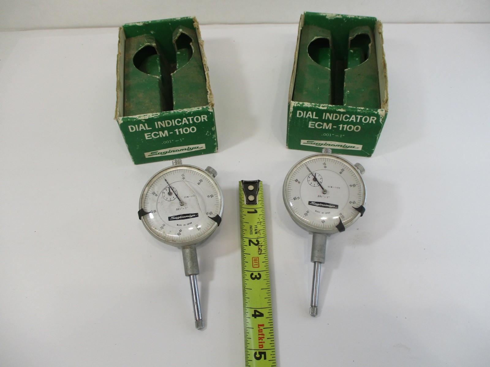 (2) SAGINOMIYA Dial Indicator s # ECM-1100 with 1″ Travel x .001″ Graduations