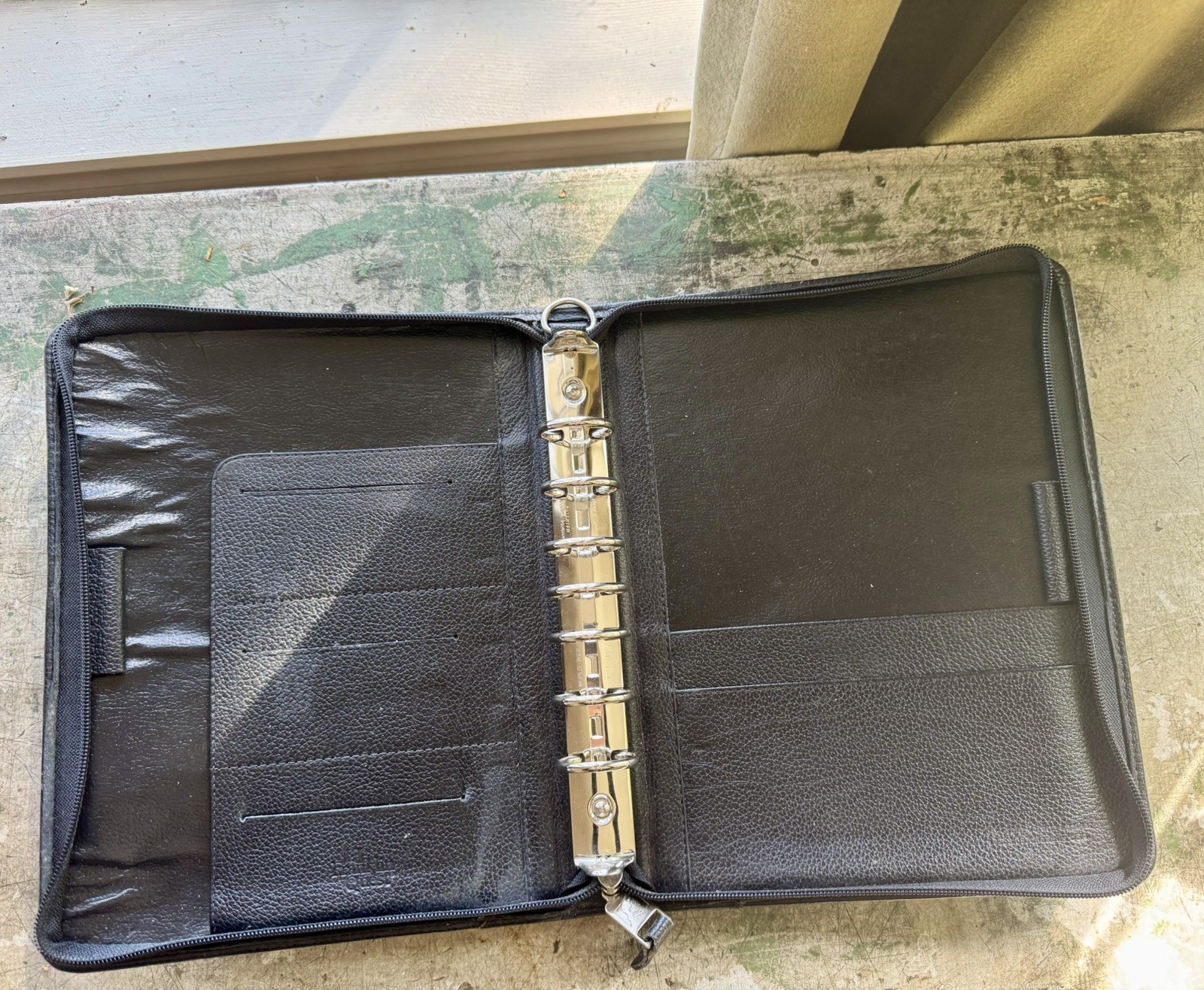Franklin Quest Black Verona Leather Zip Organizer Planner 7 Ring Classic Binder