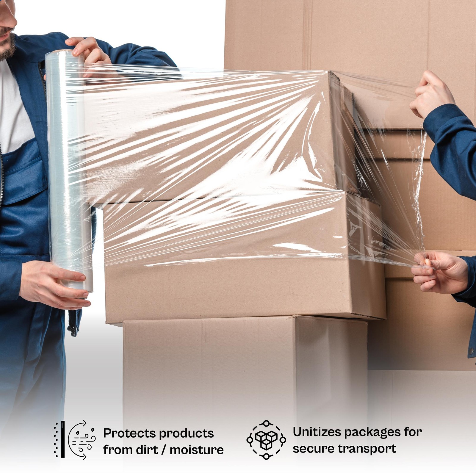 Cast Hand Stretch Wrap 18″ x 1500 Ft 4 Rolls Tinted Purple Plastic Shrink Film