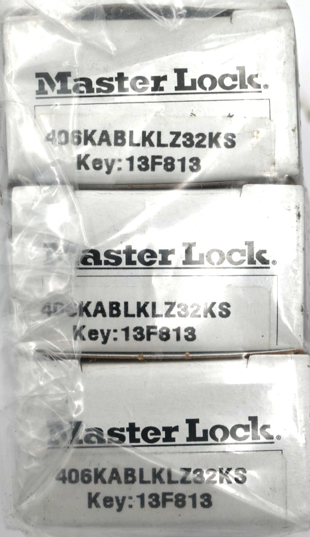 MASTER LOCK 406KABLKLZ32KS PADLOCK , ISOLATION MAS Key: 13F813(SET OF 3PCS)