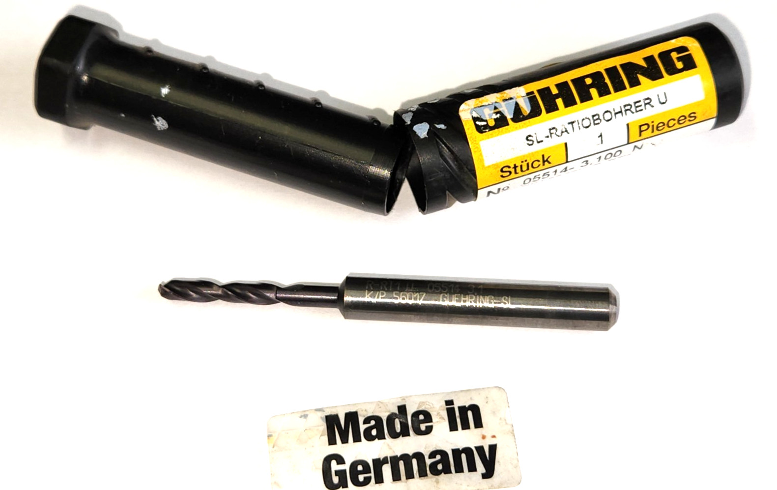 NEW – GUHRING SL RATIO 3.1 mm DRILL BIT #05514- 3,100 N R-RT1 U GERMANY