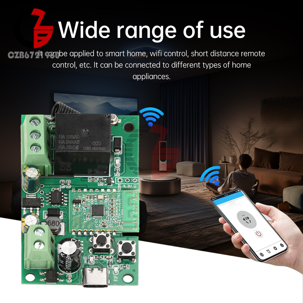AC/DC7-32V/AC220V 1-CH Pro Self-Locking APP Smart WIFI Bluetooth Relay Module