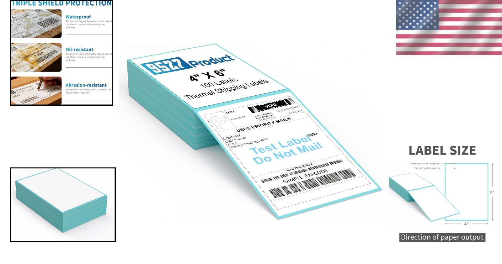 Innovative 4×6 Blue Perforated Direct Thermal Labels – 100 Labels per Stack